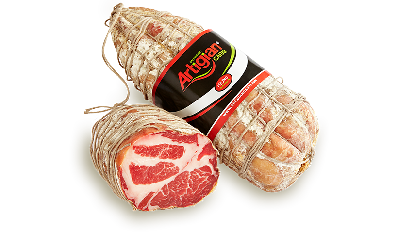 Dettaglio di Coppa Stagionata: eccellenza della norcineria artigianale dalla fetta profumata e sapientemente invecchiata – Felino Parma