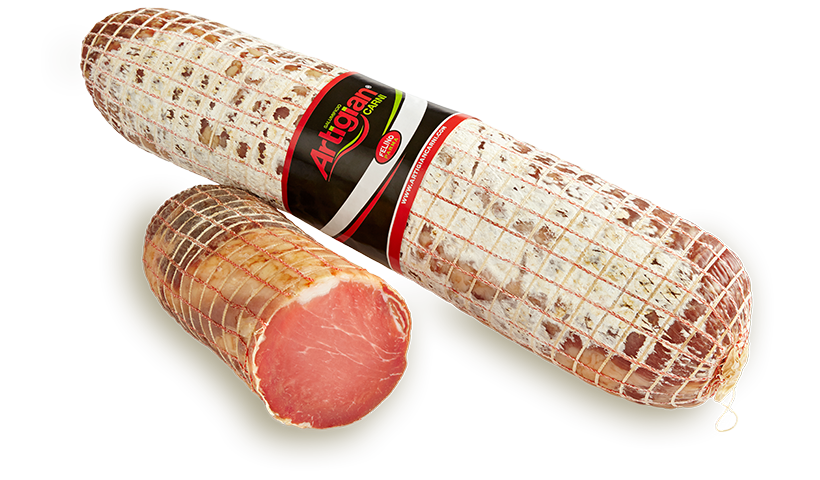 lonzino-dettaglio Dettaglio di Lonzino stagionato: salume magro e delicato prodotto con materie prime selezionate – Felino Parma